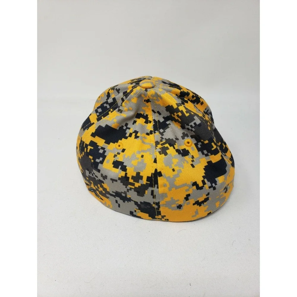 Pacific Headwear 708F Black & Yellow Camo Cap Hat  Lightening Bolt Fitted SM- MD